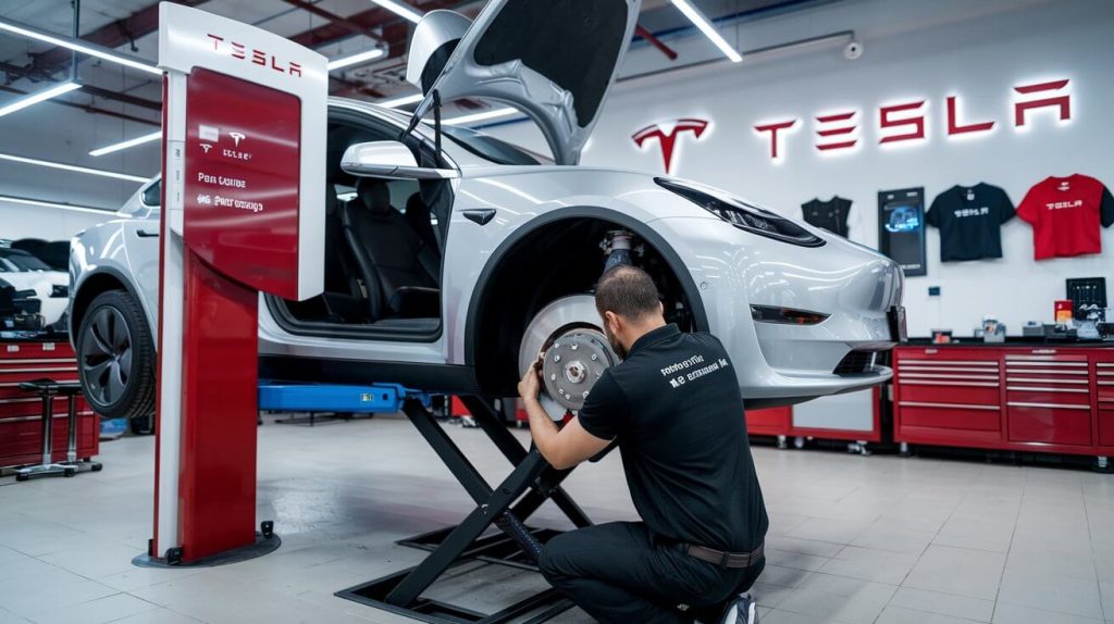 a photo of tesla brake pads replacement service at Tesla Repair Dubai