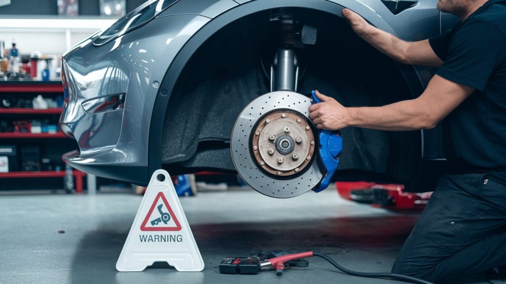 tesla brake pads warning signs 