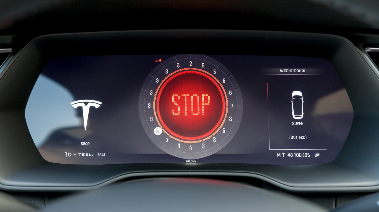Tesla Brake Warning Light