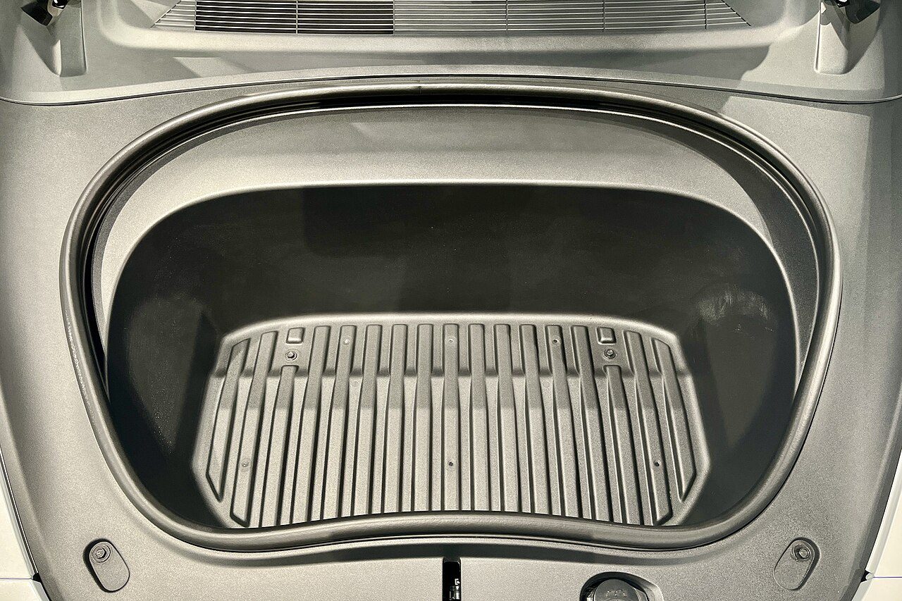 Tesla Model 3 front trunk storage compartment beneath the hood