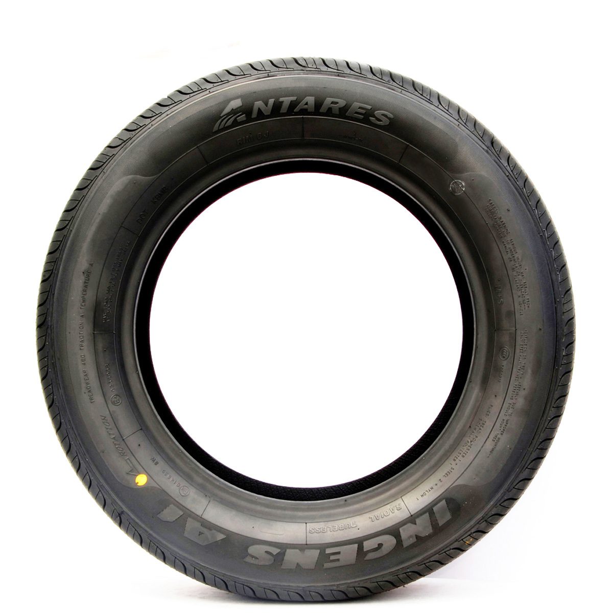 Passenger tire showing molded sidewall markings